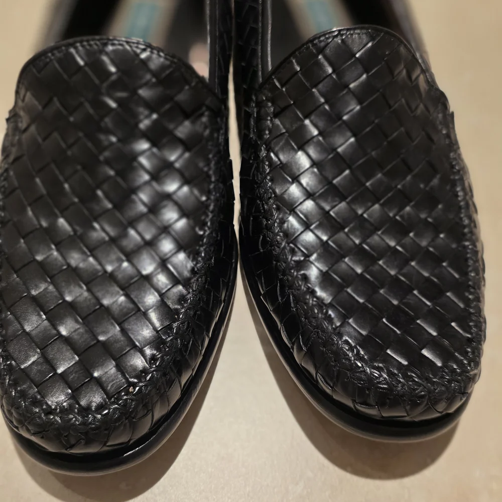 Cole Haan Black Woven Leather Slip-On Loafers